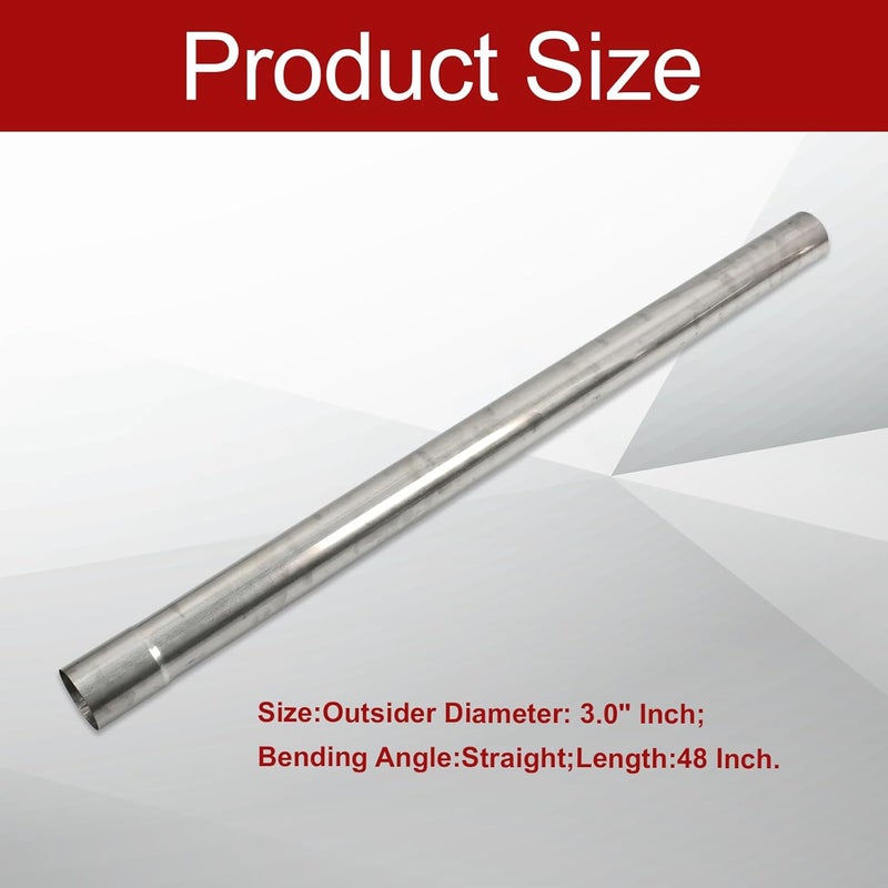 BIGREAT 409 Steel 3'' Inch OD Straight Exhaust Pipe Mandrel Tubing Pipe 48" / 4 Ft Long Custom Fitment For Exhaust System - Image 2